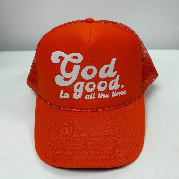NHIM Other - NHIM God Is Good Groovy Orange Trucker Hat, Size OSFM